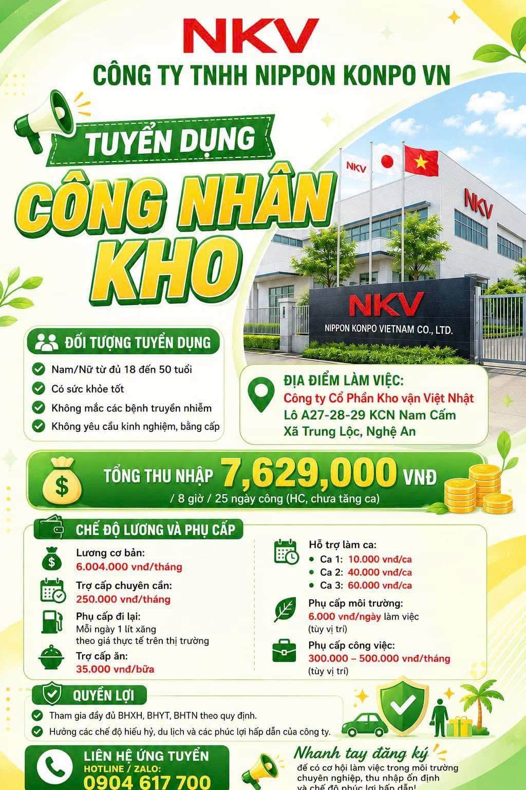 Ảnh 1 của Tuyển 3 công nhân kho dắt xe máy tại KCN Nam Cấm, Nghệ An
