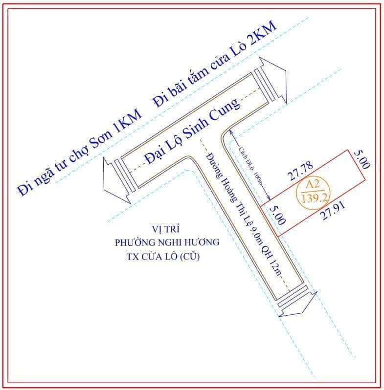 Ảnh 1 của Bán 140m2 đất tại Cửa Lò, bám đường Hoàng Thị Lựu, gần Nguyễn Sinh Cung