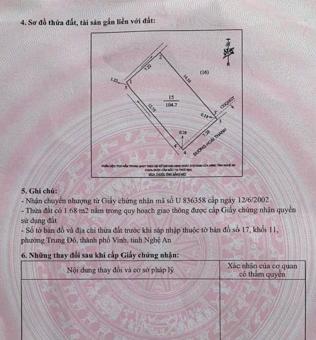 Ảnh 2 của Bán đất Trung Đô gần ĐH Vinh, mặt đường Hoài Thanh, diện tích 105m2