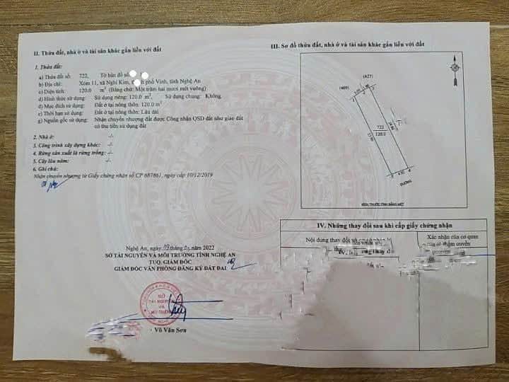 Ảnh 1 của Bán đất thổ cư tại xóm 11 Nghi Kim, hướng Đông Nam