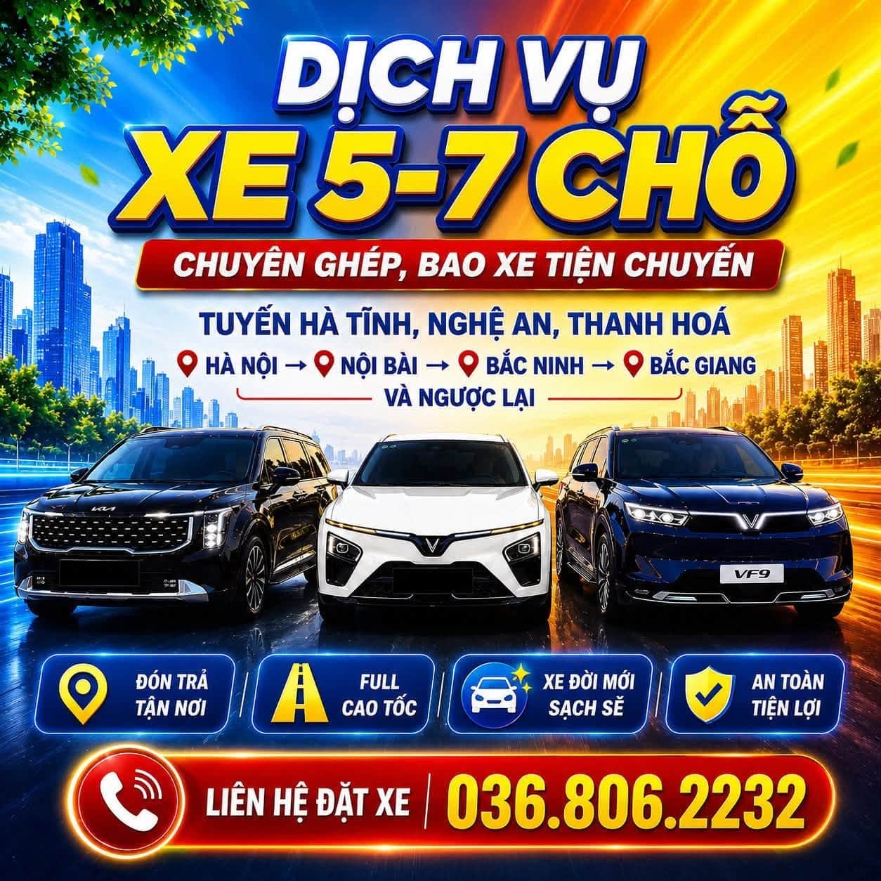 Ảnh 2 của Dịch vụ xe ghép, bao xe tuyến Nghệ An – Hà Nội và các tỉnh