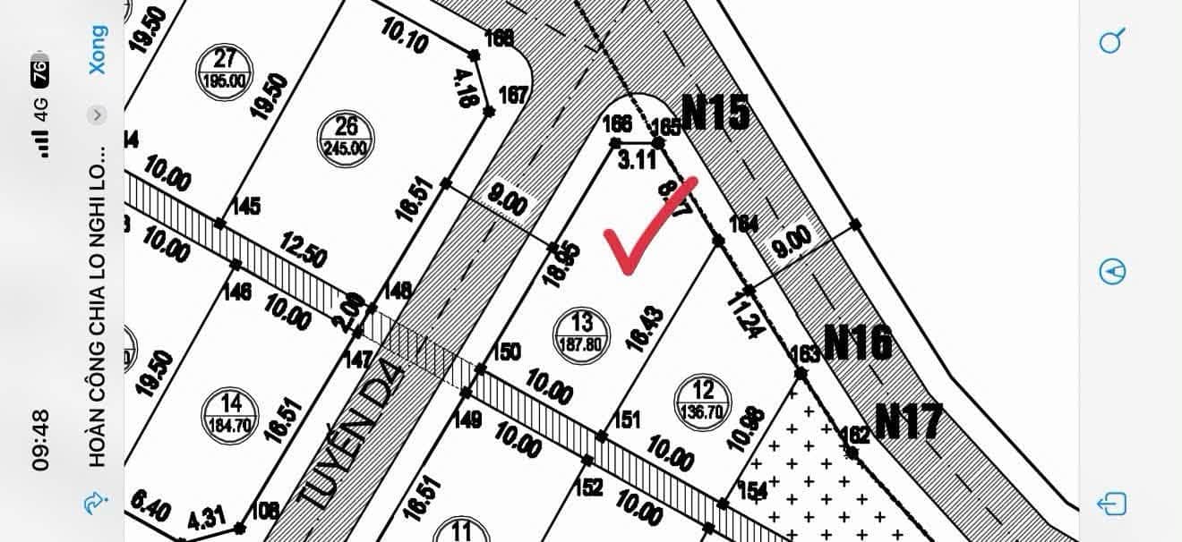 Ảnh 1 của Bán lô góc 2 mặt tiền tại Nghi Long, gần KCN và QL1A