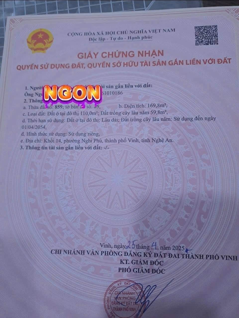 Ảnh 1 của Bán lô đất 170m2 tại Nghi Phú, gần đường Hoàng Phan Thái