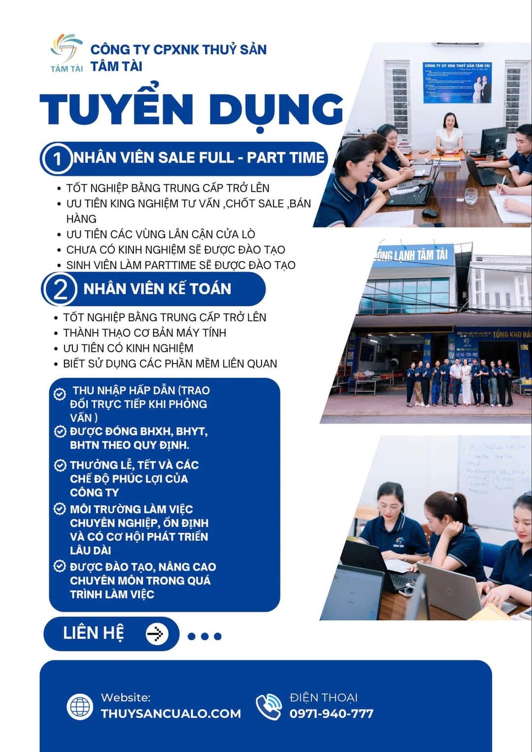 Ảnh 1 của Tuyển nhân viên Sale và Kế toán tại Công ty CP XNK Thủy sản Tâm Tài, Cửa Lò