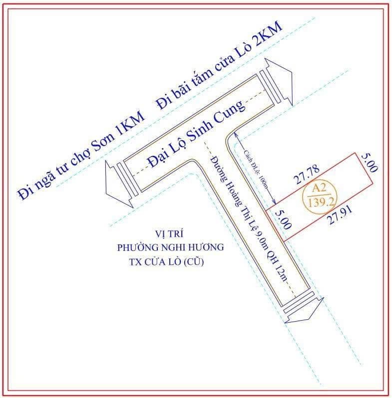 Ảnh 1 của Bán 140m2 đất tại Cửa Lò, bám đường Hoàng Thị Lựu, gần Nguyễn Sinh Cung