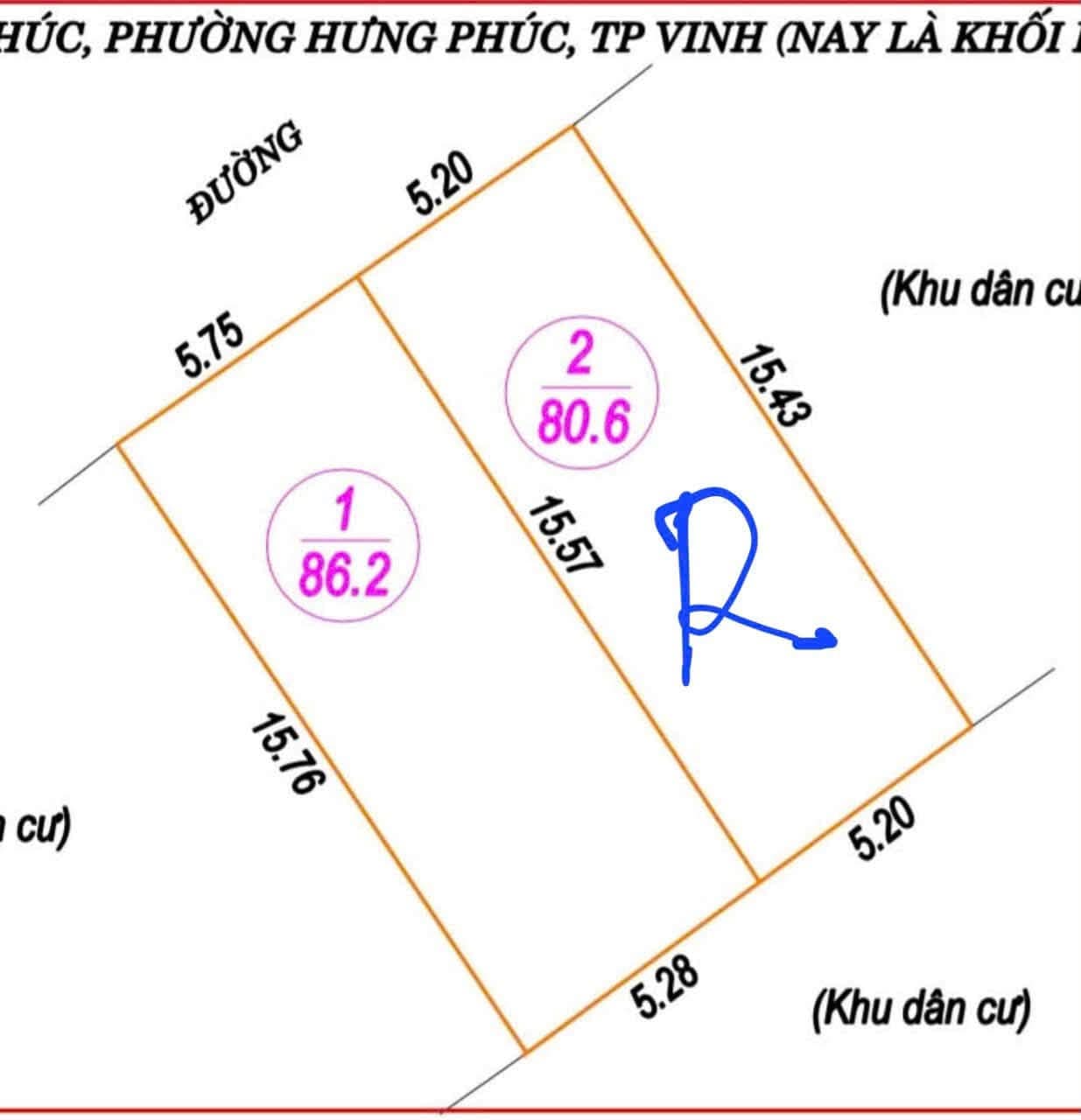 Ảnh 1 của Bán lô đất phường Hưng Phúc, TP Vinh, diện tích 86,2m2