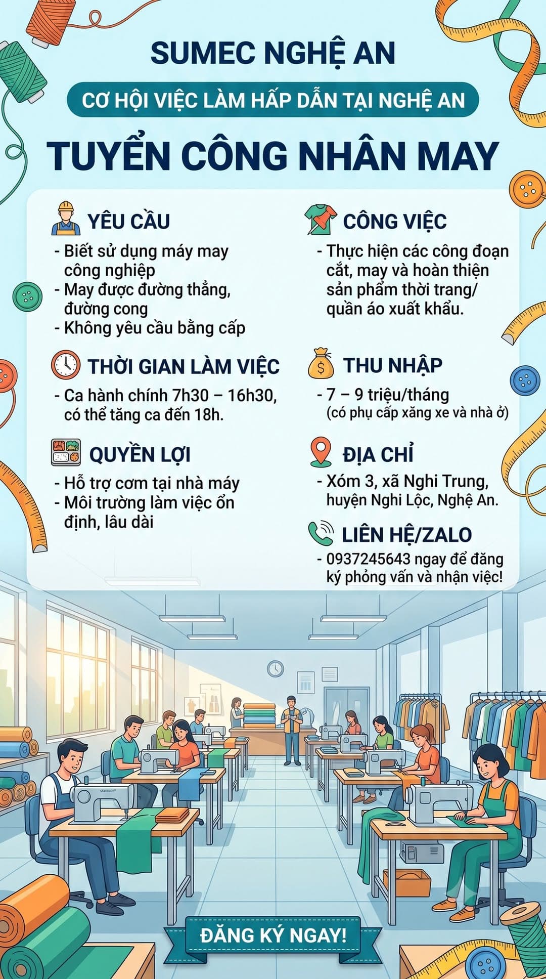 Ảnh 1 của Tuyển dụng nghề may mặc tại SUMEC Nghệ An